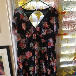 Black floral skater dress